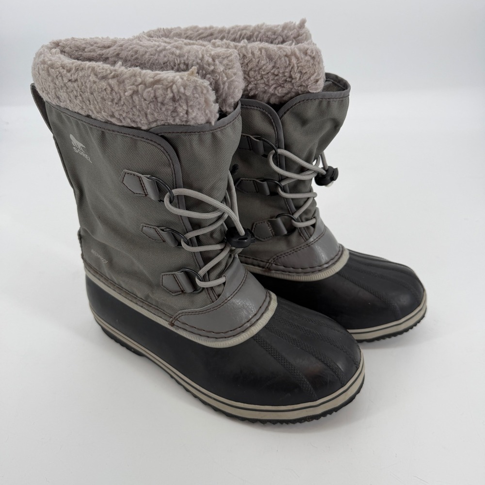 Sorel Waterproof Duck Boots Womens 7 Gray Faux‎ Fur Winter Snow